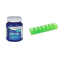 HealthWise Medicated Chest Rub, EZY DOSE Pill Organizer and Vitamin Case - Cough Suppressant, Nasal Decongestant, Pain Relief, 7-Day Pill Reminder