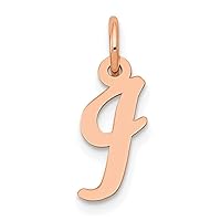 14k Rose Gold Small Script Letter I Initial Charm Pendant Necklace Jewelry Gifts for Women