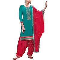 Women's Wear Beautiful Designer Real Mirror and Fancy Diamond Work Ready to Wear Punjabi Patiyala Dress