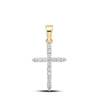 Jewels By Lux 10K White Or Yellow Gold Womens Round Diamond Cross Pendant 1/2 Cttw