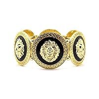 Fashion Hip Hop Alloy Oil Drop Lion Head Elastic Bracelet Charm Bracelet Women Men's Rock Punk Wristband Jewelry Gift