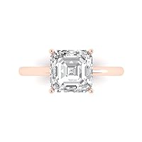 2.5 carat Asscher Cut Genuine Clear Simulated Diamond Bridal Wedding Anniversary Proposal 18K Rose Gold Solitaire Ring