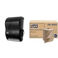 Tork Hand Towel Roll Dispenser, Smoke, H21, Lever Auto Transfer, Push-Down Handle, High-Capacity, Translucent, 84TR & Paper Hand Towel Roll Natural H21, Universal, 100% Recycled Fiber