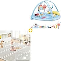 Foldable Baby Play Mat & Jopyony Baby Tummy Time Play Mat with 7 Detachable Toys