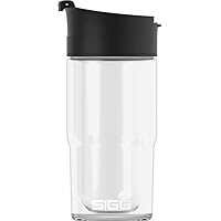 SIGG - Insulated Coffee Cup - Travel Mug Nova - Dishwasher Safe - BPA Free - Broscilate Glass - Flip Top - Black - 13 Oz