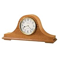 Howard Miller Echo Mantel Clock II 549-617 – Golden Oak Finish, Polished Brass-Finish Bezel, Black Numerals, Brass Second Hand, Quartz Movement, Westminster Chime