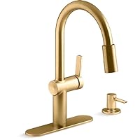 Kohler Koi R22940-SD-2MB Pull Down Kitchen Faucet with Soap Dispenser Vibrant Brushed Moderne Brass Finish