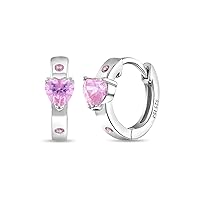 925 Sterling Silver 12mm Cubic Zirconia Heart Huggie Hoop Earrings For Girls - Stunning Heart Earrings Great Gift For Birthdays or Valentines Day - Hypoallergenic Jewelry Safe for Sensitive Ears