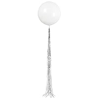 Superior White Latex Balloons with Lustrous Silver Tassels, 24