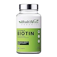 Veda Organics Advanced Biotin Tablets | Boosts Keratin Production & Improves Hair (Biotin, Vitamin E & Copper) for Healthy Hair, Skin & Nails | for Both Men & Women (60 Tablets)
