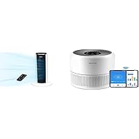 Core300S Smart Air Purifier for Home Bedroom, Tower Fan, 28 dB Quiet Electric Cooling fan for Bedroom, 90° Oscillating Bladeless Fan with Remote
