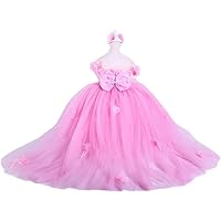 Rebecca Flower Dress Pink - Baby Toddler Clothes - Girl birthday Outfit - Elegant Sleeveless Floral Holiday Fancy Short Tutu Wedding Dress Maxi (1T US Kids' Numeric)