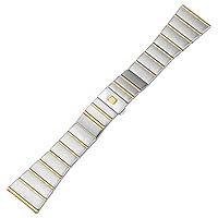 Stainless Steel Watchband for Omega Watch Strap 15mm 17mm 18mm 23mm 25mm Solid Metal Watch Band Steel Bracelet (Color : Silver Gold, Size : 18mm)