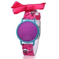 Accutime LOL Surprise! Kids Digital Watch - Mirroed Dial LED Watch with A Removable Bow, Kids, Girls Watch Silicon Strap in Pink (Model: LOL4492AZ)