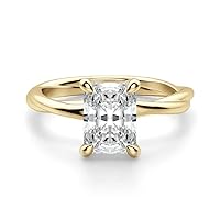 18K Solid Yellow Gold Handmade Engagement Ring 1.00 CT Radiant Cut Moissanite Diamond Solitaire Wedding/Bridal Ring for Woman/Her Promise Ring
