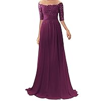 SERYO Lace Mother of The Bride Dresses Long Mother of The Groom Dresses Chiffon Evening Party Gowns for Wedding Grape US2