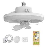 3-Speed 360° Oscillating Ceiling Fan with LED Light 5-Blade Remote Cotrol Timing E27 for Home Office