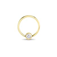 14K Yellow Gold Captive Bead Ring 2.3mm Ball Clear CZ 22G or 18G
