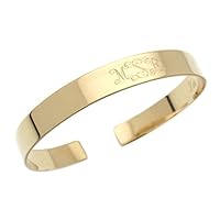 Monogram Gold Bracelet - Monogram Cuff bracelet - Custom engraved Gold Filled Bracelet - Personalized gifts - Bridesmaid gift - Birthday Gift for her - Initials Bracelet - Polished cuff bracelet