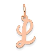 14k Rose Gold Small Script Letter L Initial Charm Pendant Necklace Jewelry Gifts for Women