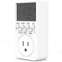 Outlet Timer, Digital Countdown Plug-in Timer Outlet, 7 Day Weekly Programmable 110V AC Power Outlet Timer, Energy-Saving Indoor Timer Plug