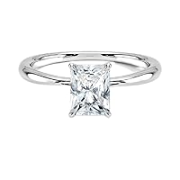Siyaa Gems 3 CT Radiant Colorless Moissanite Engagement Ring for Women/Her, Wedding Bridal Ring Sets, Eternity Sterling Silver Solid Gold Diamond Solitaire 4-Prong Set