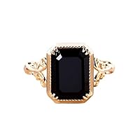 Vintage Black Emerald Cut Engagement Ring, Victorian 1.00 CT Solitaire Black Diamond Ring, Filigree Emerald Black Onyx Ring, 925 Sterling Silver Ring, Perfect for Gifts