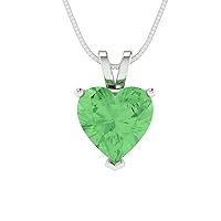 Clara Pucci 2.0 ct Heart Cut Genuine Green Simulated Diamond Solitaire Pendant Necklace With 16