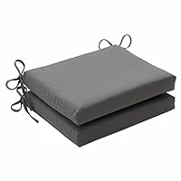 Pillow Perfect Fortress Solid Indoor/Outdoor Patio Seat Cushions, Plush Fiber Fill, Weather and Fade Resistant, 2 Count, Grey, Round Corner 18.5
