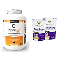 VetriScience Glycoflex Maximum Strength Hip and Joint Supplement with Glucosamine for Dogs and Pinchers Pill Hiding Treats
