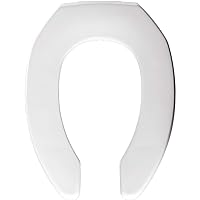 BEMIS 2155SSCT 000 Commercial Heavy Duty Open Front Toilet Seat without Cover that will never slam, never loosen & Reduce Call-backs, ELONGATED, Plastic, White