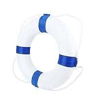 Life Preserver Ring, 52cm/20inch Solid Foam Life Buoy with Perimeter Rope Surround, Swim Foam Ring for Adults Big Kids (Blue)