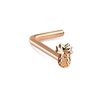 925 Sterling Silver Straight or 18K Gold Plated Pineapple Nose Ring 22G