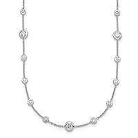18k White Gold 1.3mm Diamond Stations Cable Chain Necklace