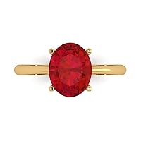 Clara Pucci 2.5ct Oval Cut Solitaire Simulated Ruby Proposal Wedding Bridal Anniversary Ring 18K Yellow Gold