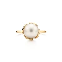 925 Sterling Silver, 18K Gold Plated Olive Leaf Ring Freshwater Pearl Perfect for Special Occasion Sassy and Classy Gift for Women Ring size 4 To 13