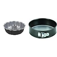 Cuisinart Chef's Classic Nonstick Bakeware 9-1/2-Inch Fluted Cake Pan,Silver & AMB-9SP 9-Inch Chef's Classic Nonstick Bakeware Springform Pan, Silver