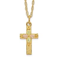 10k Tri-Color Gold Black Hills Gold Cross Necklace Fine Jewelry For Women Gifts For Her, 18