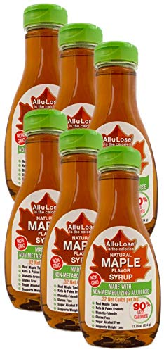 Allulose - Natural Maple Flavored Non-GMO Allulose Syrup, 11.75oz bottles - All-u-Lose (6 Pack)