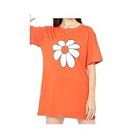Caliph Impex Women’s Short Sleeves 100% Cotton Over-Sized Crew Neck T-Shirt Orange