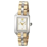 Tory Burch TBW1120 Stainless Steel Square Women's Watch, Silver x Gold, silver/gold