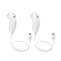 Wii Nunchuck Controller White [2 Pack] (Renewed)