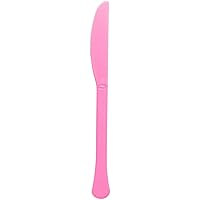 Bright Pink Plastic Heavy Weight Knives (20 Count) - Premium Disposable Plastic Cutlery, Perfect for Home Use and All Kinds of Occasions