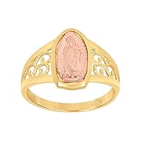 JewelryWeb 10k Tri color Gold for boys or girls Lady Of Guadalupe Religious Baby Ring