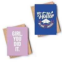 Graduation Gift Bundle - Funny Graduation Card Pack - Congrats Grad Card Set for her - College Graduation Gift Present Idea - Graduation Cards Bundle - Inspirational Gift Cards Pack for Women
