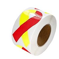Red & Yellow Ribbon Stickers for Diseases, Hepatitis C, HIV/HCV Co-Infection Awareness - Stickers on a Roll for Virus Awareness, Fundraising & Envelope Labels (1 Roll - 250 Stickers)