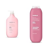 Method Body Wash (28 oz) and Shampoo (14 oz) Pure Peace Paraben-Free Peony Rose Water Pink Sea Salt
