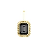 14k Yellow Gold Emerald Natural Black Simulated Onyx 7x5mm Polished Mens Solitaire Pendant Necklace Jewelry Gifts for Men
