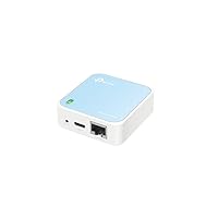 TP-Link TL-WR802N N300 WLAN Nano Router (Tragbar, Accesspoint, TV Adapter, Repeater, Router, Client, 300 Mbit/s (2,4GHz), Print, Media, FTP Server), blue,White