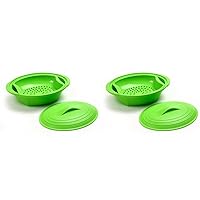 Norpro Silicone Steamer with Insert, Green (Pack of 2)